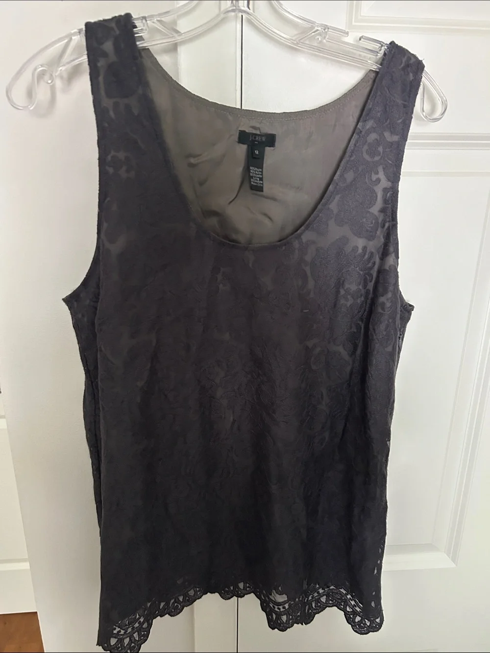 J. Crew Black Lace-Overlay Scoop Neck Camisole